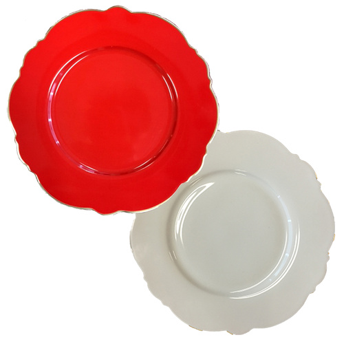 Blue Cadeaux Set of 2 Plates White & Red