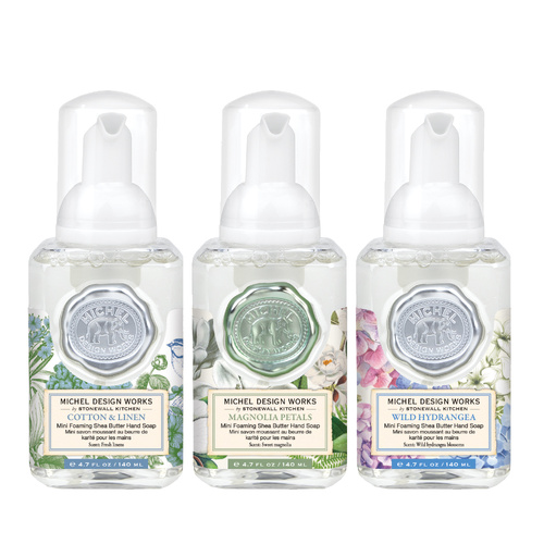 *Foaming Hand Soap Set Mini Botanical Bliss - Cotton Linen, Magnolia Petals, Wild Hydrangea Michel Design Works